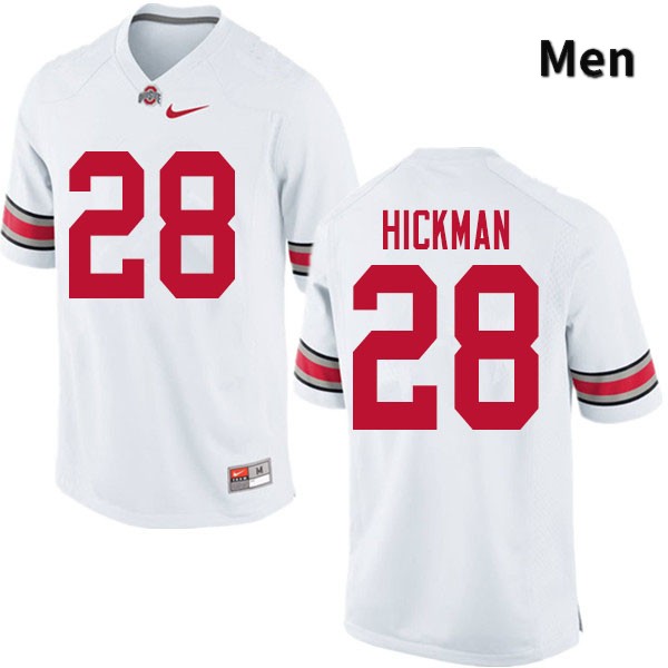 Ohio State Buckeyes Ronnie Hickman Men's #28 White Authentic Stitched College Football Jersey